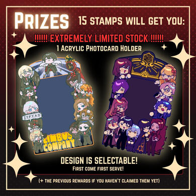 15 stamp rewards an acrylic photocard holder.
